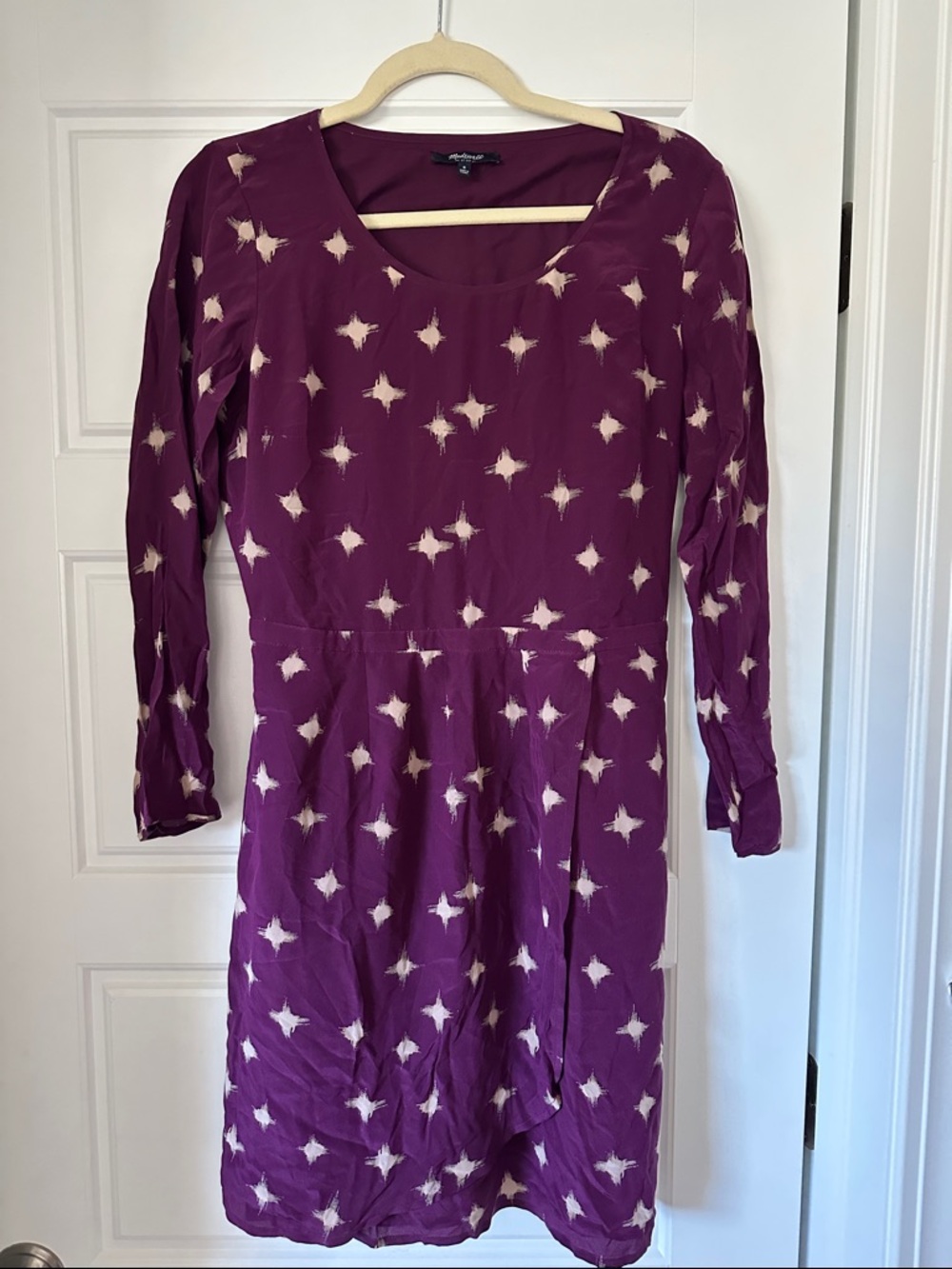 Madewell Purple Long Sleeve Printed Dress - size 6